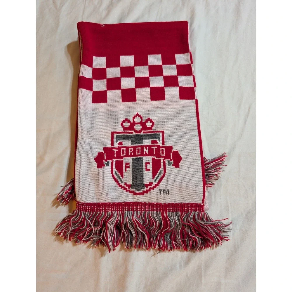 Adidas Toronto FC Soccer Scarf Reversible Red White Knit MLS Fan Scarf